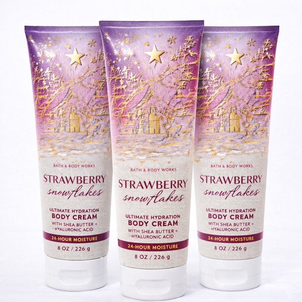 Bath & Body Works Body Cream Bundle STRAWBERRY SNOWFLAKES 3 pack NEW